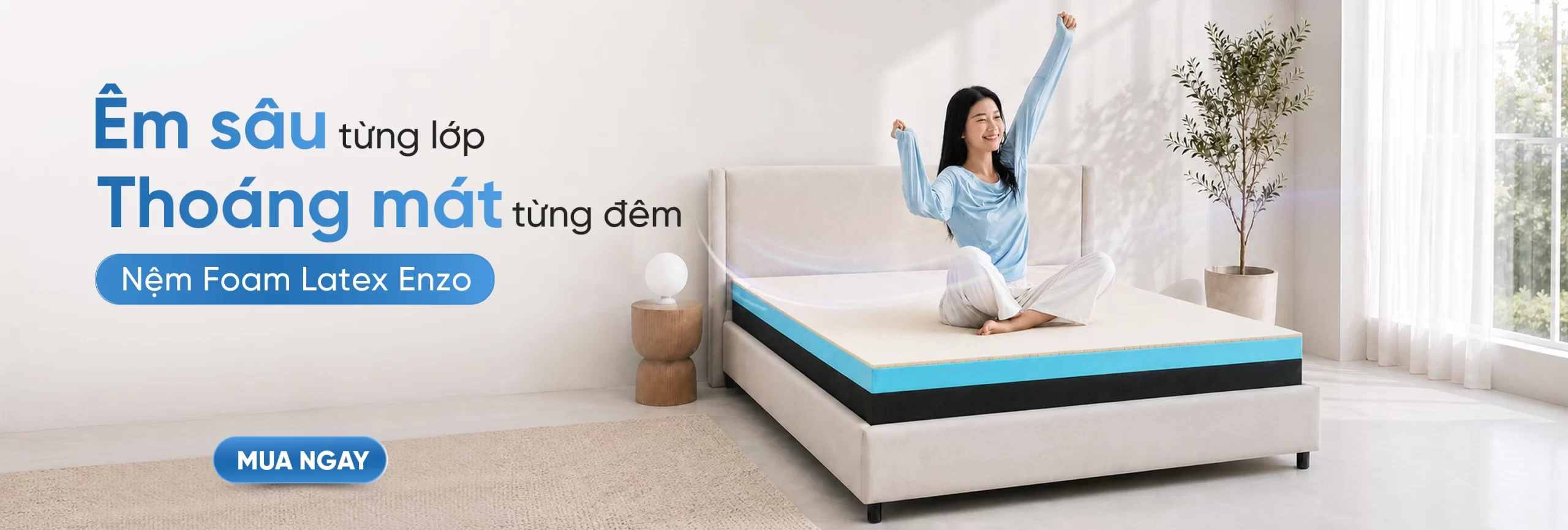 Nệm Foam Latex Việt Nhật Enzo — êm sâu từng lớp, thoáng mát từng đêm