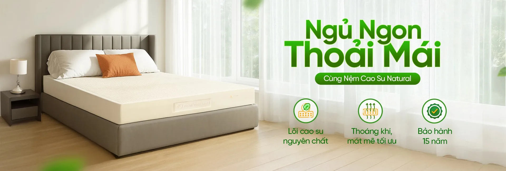 Nệm Cao Su Thiên Nhiên Việt Nhật Natural — ngủ ngon thoải mái