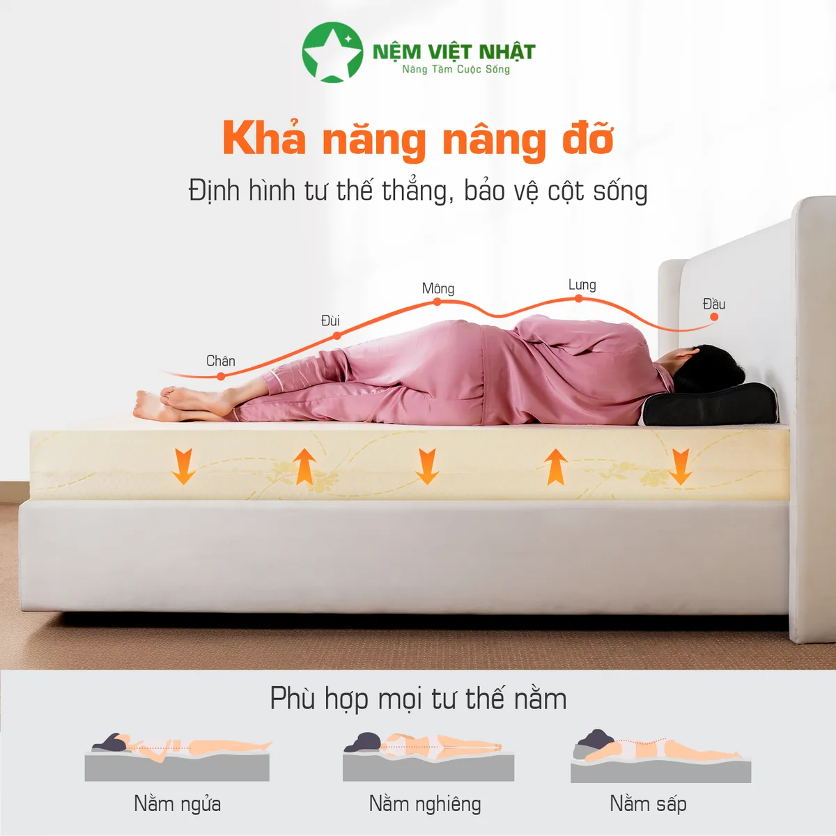 Êm mà vẫn nâng đỡ, giữ cột sống thẳng