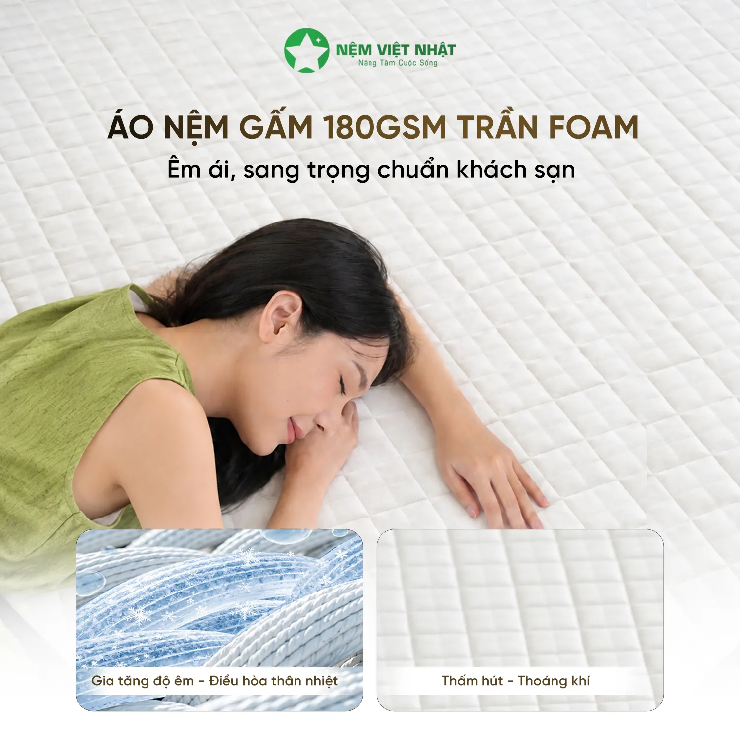 Áo nệm gấm 180GSM trần foam
