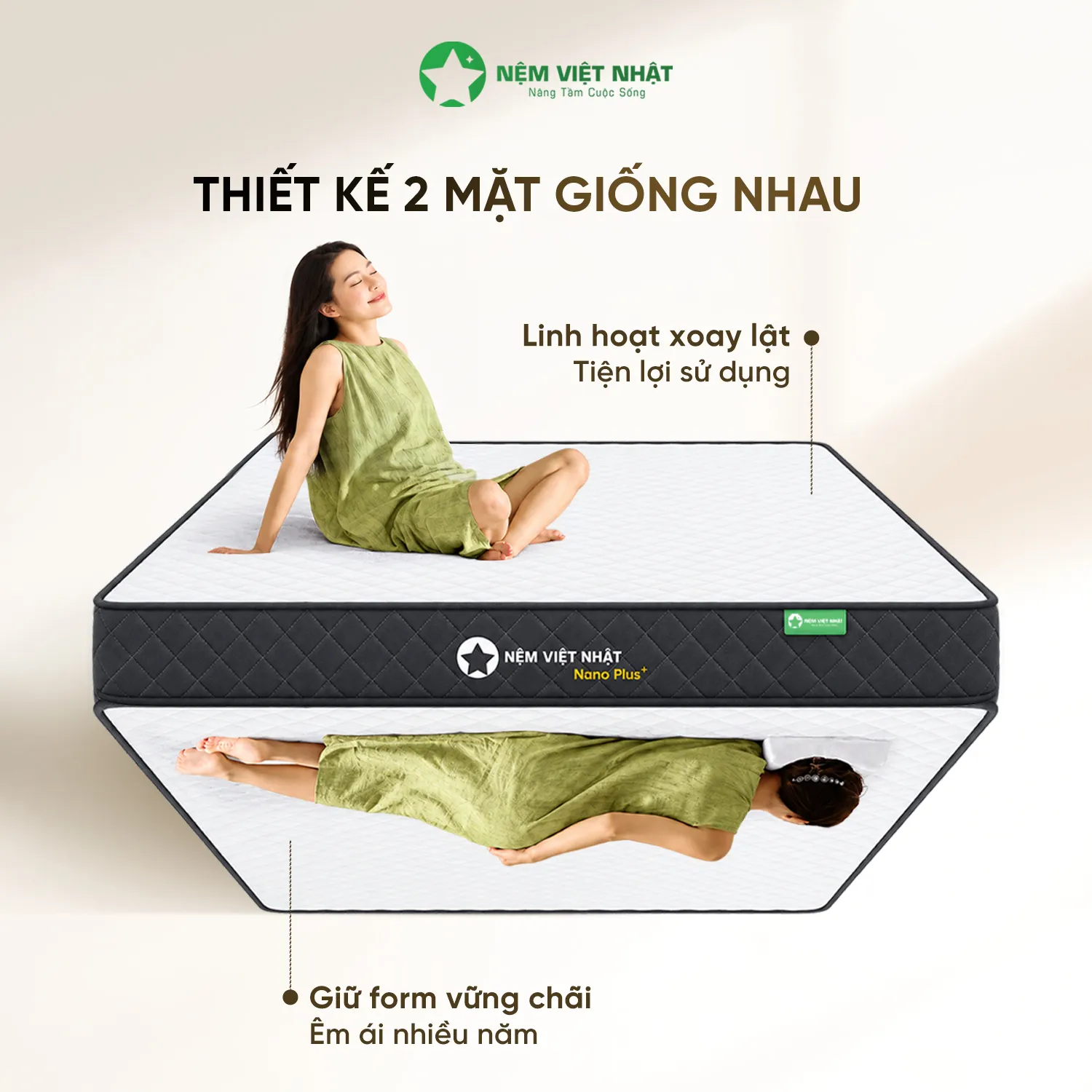 Hai mặt giống nhau, xoay lật linh hoạt