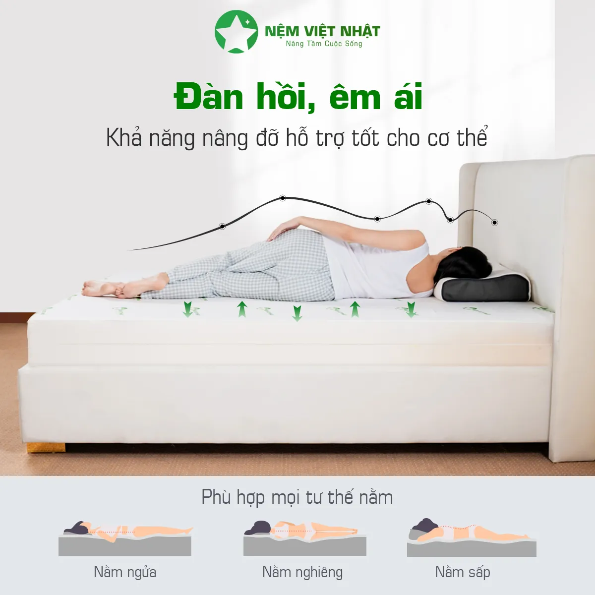 Êm vừa phải, hợp với người thích nằm mềm