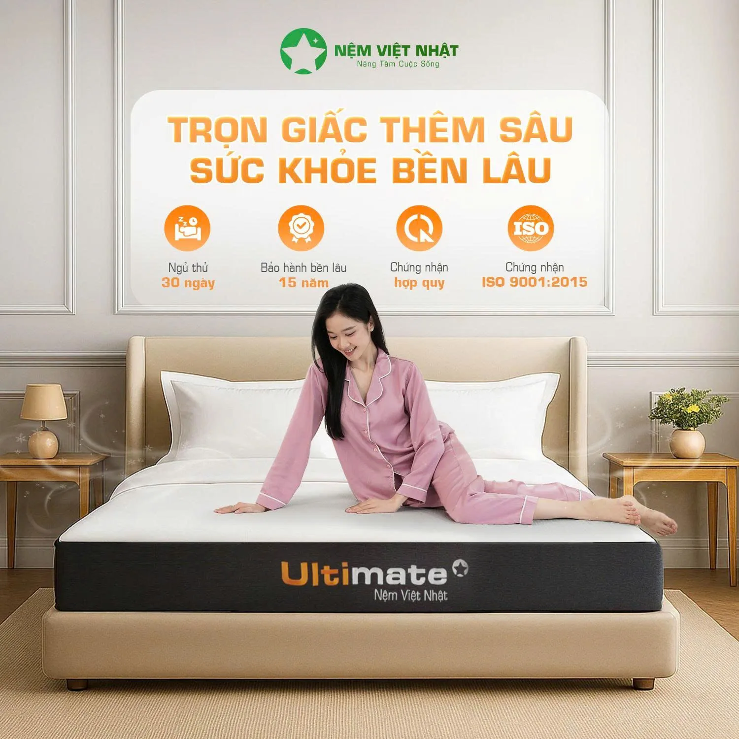Nệm Cao Su Làm Mát Việt Nhật Ultimate