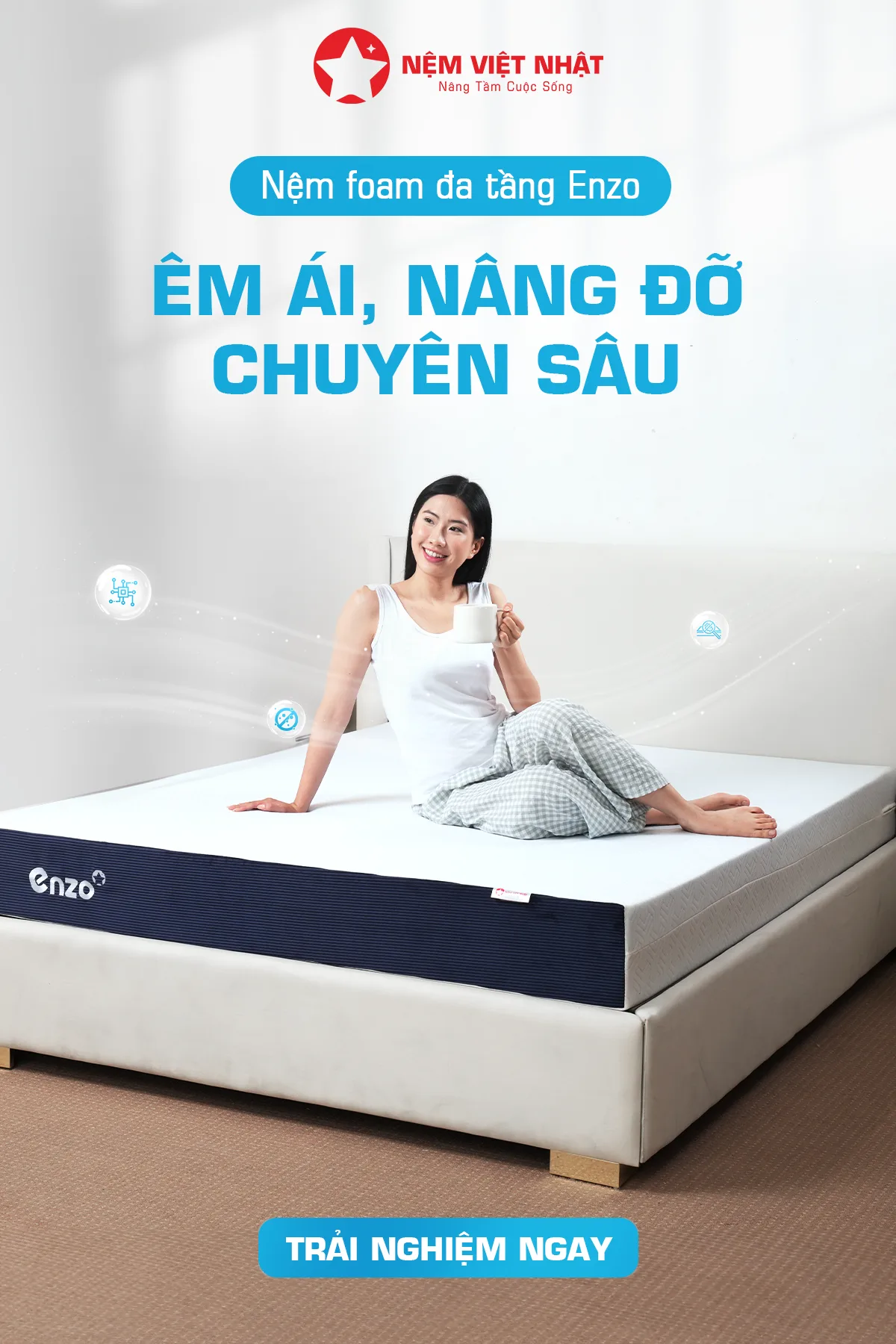 Nệm Foam Latex Việt Nhật Enzo