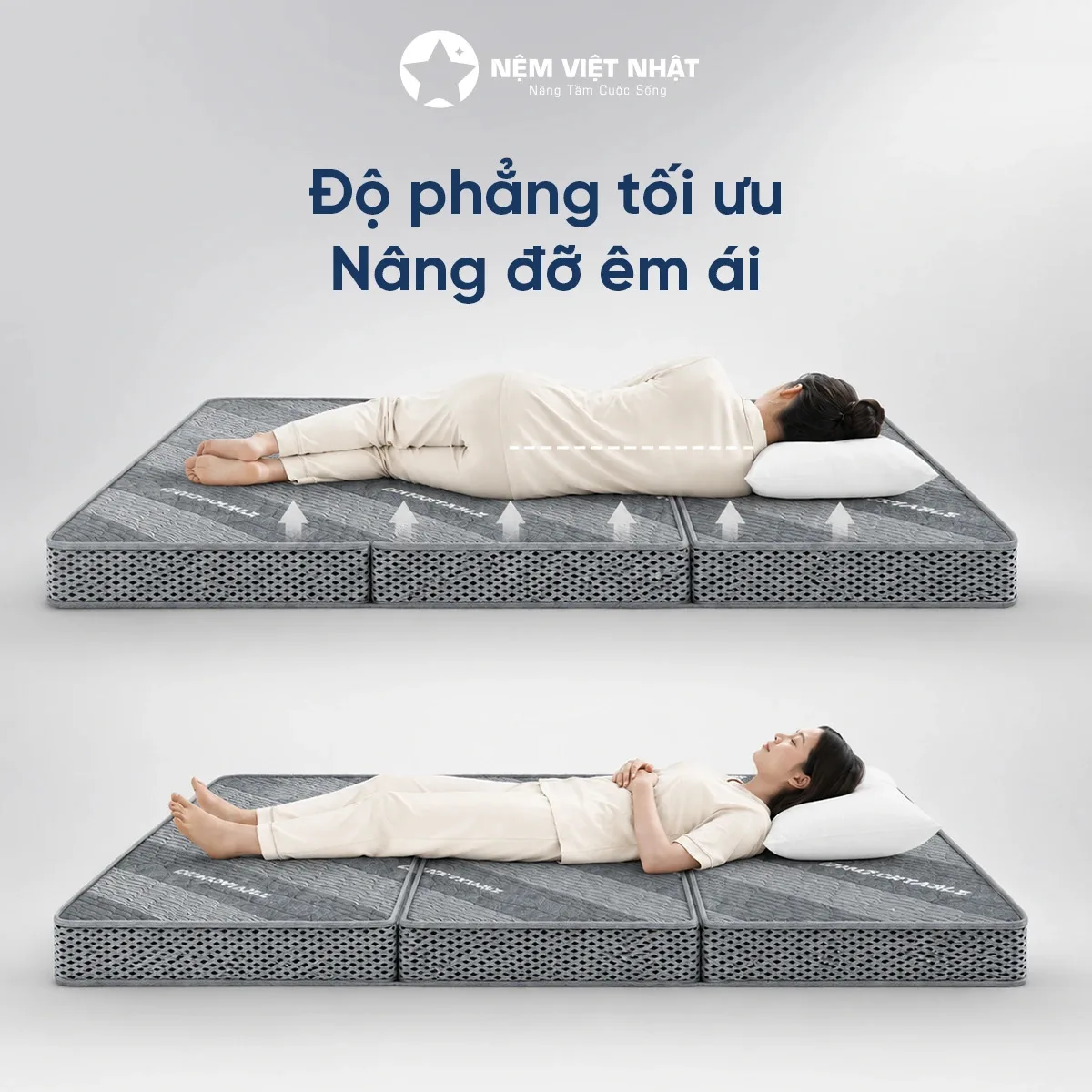 Nệm Foam Gấp 3 Việt Nhật Nano