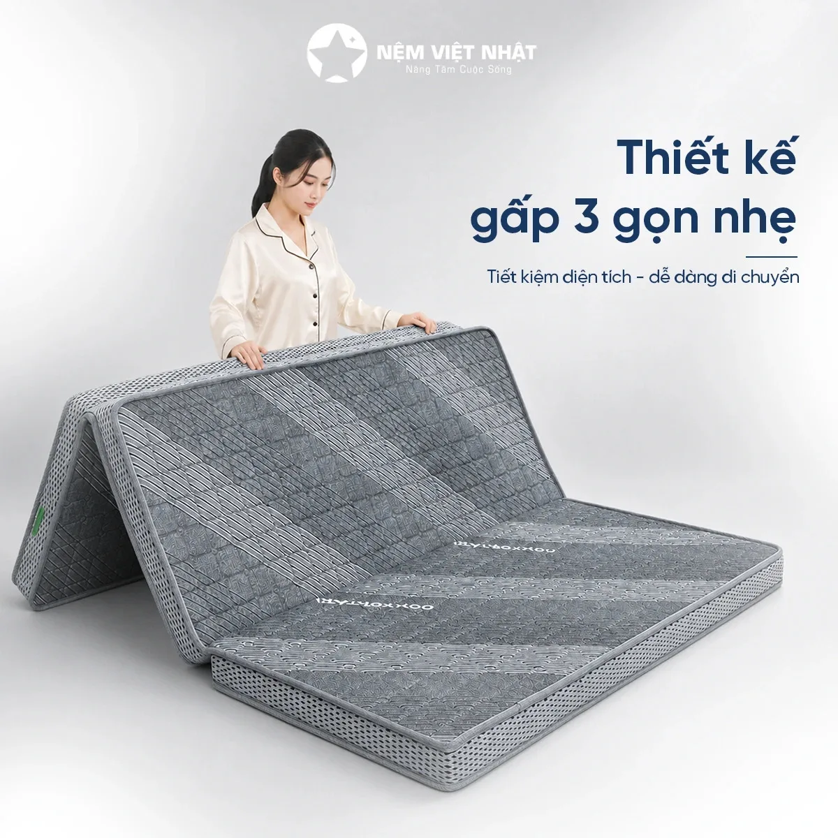 Nệm Foam Gấp 3 Việt Nhật Nano